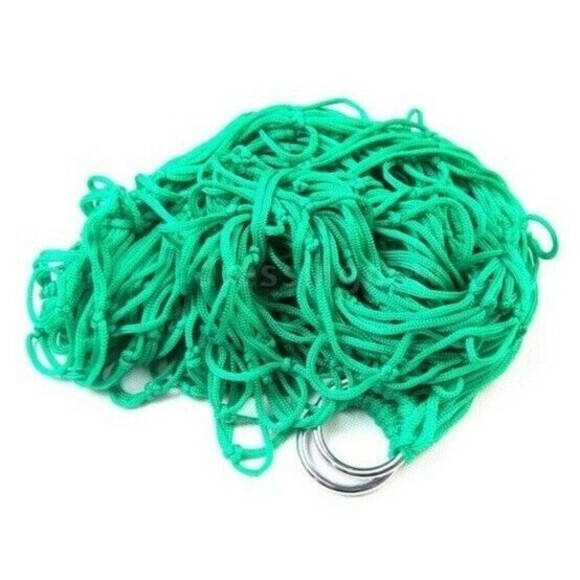 Nylon Hammock with Hooks - Mesh - Grass Green - Max Load 220lbs - Picture 2 of 4